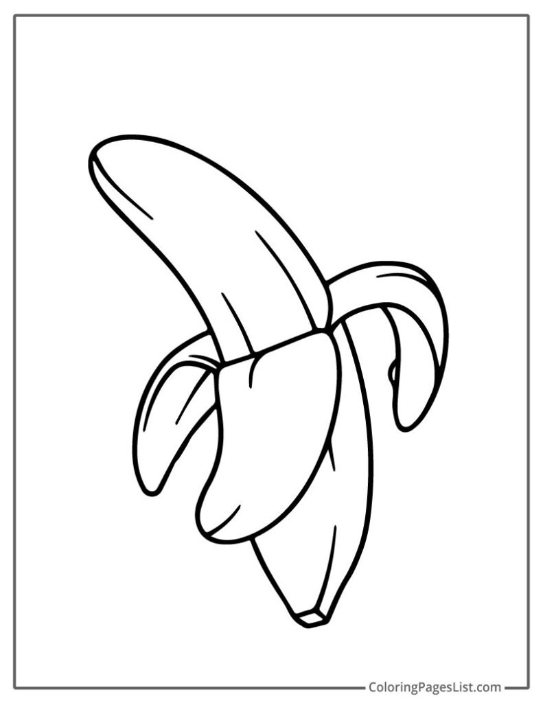 Easy Outline Of Banana For Preschoolers To Color