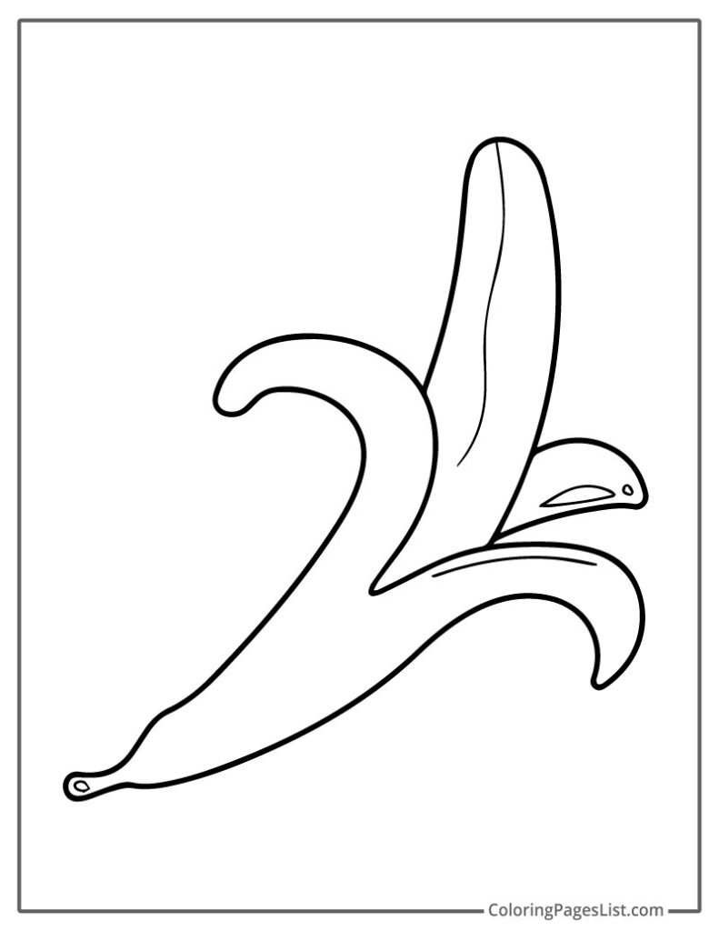 Easy Outline Of Banana To Color For Preschoolers