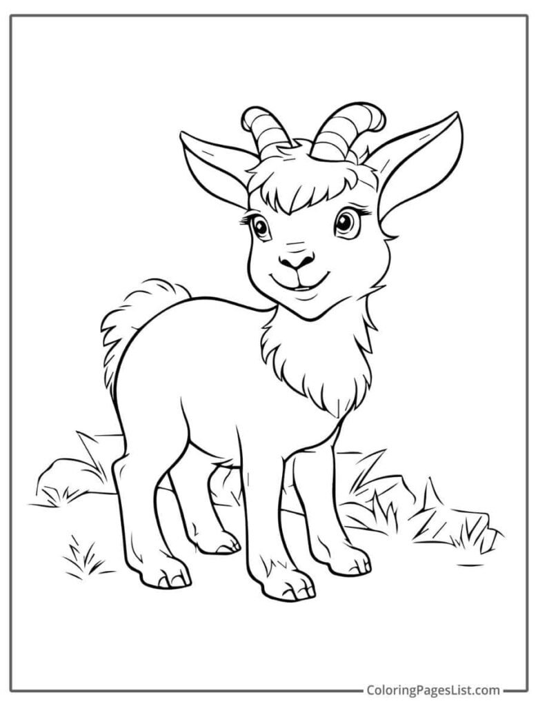 Little Goat Smiling While Enjoying To Color In