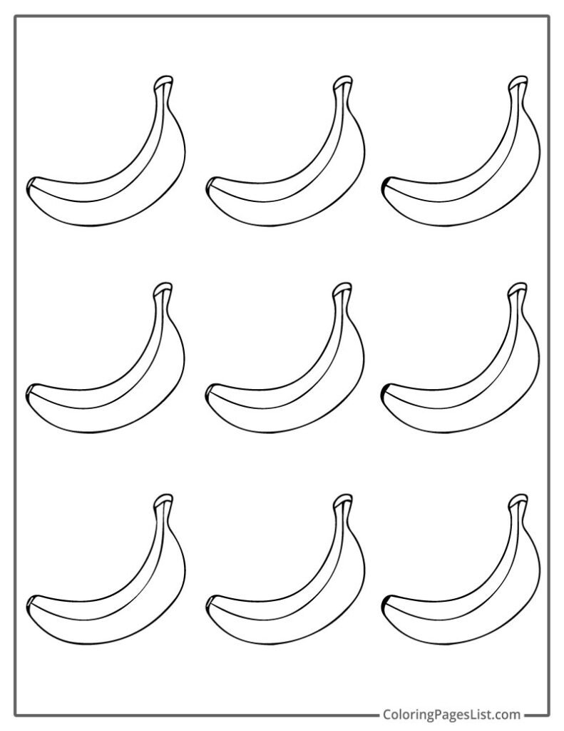 Multiple Single Bananas To Color