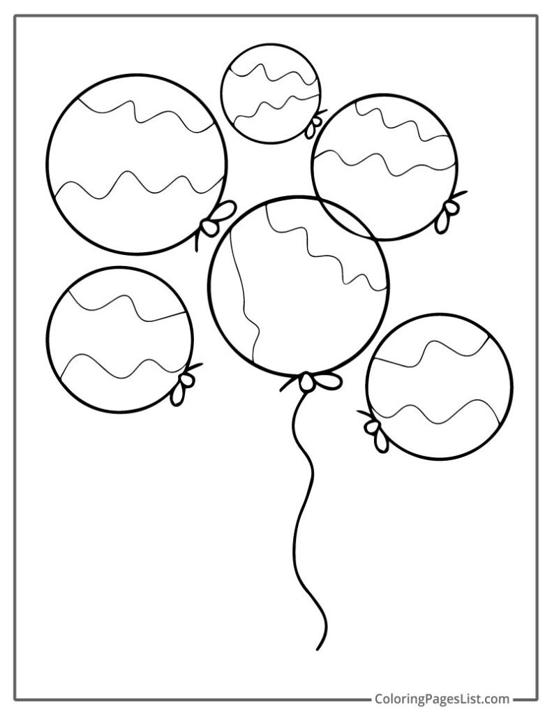 Simple Balloons With Different Patterns To Color