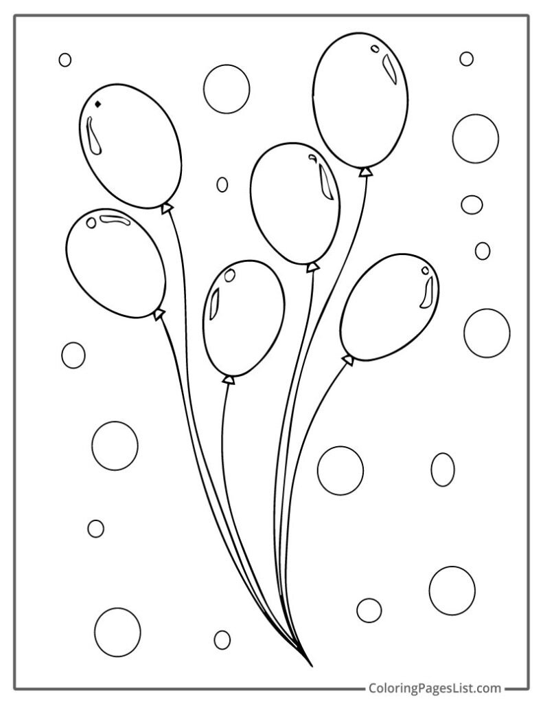 Simple Bunch Of Balloons To Color