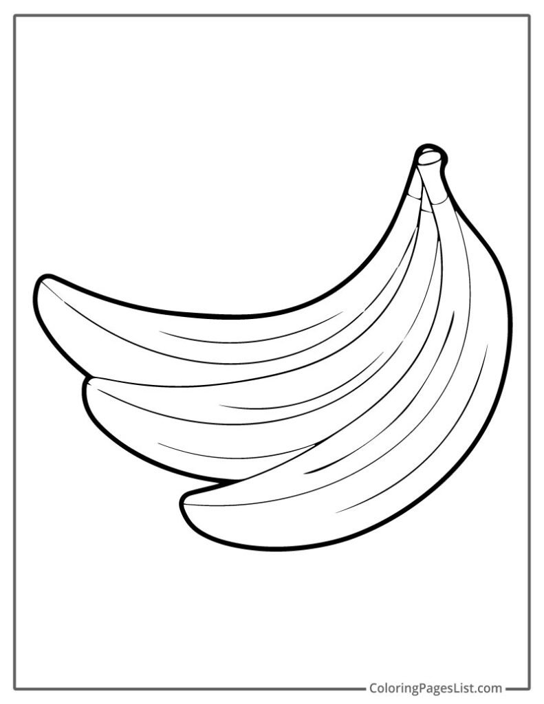 Simple Bunch Of Bananas Coloring Page