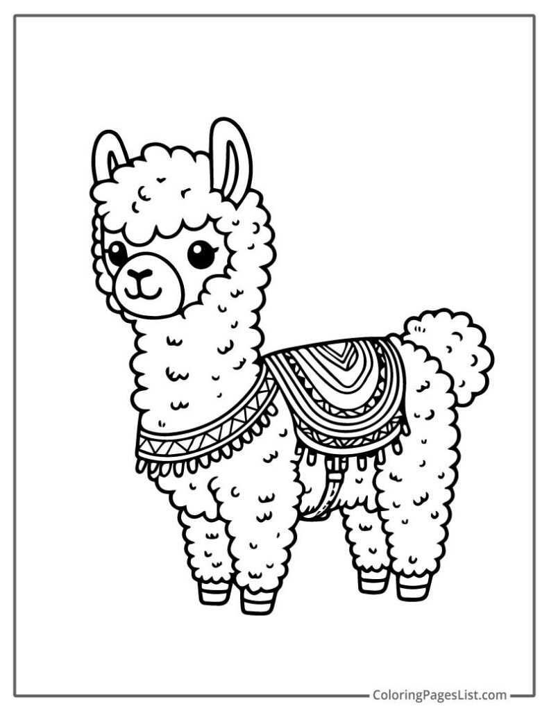 Simple Cute Llama For Coloring