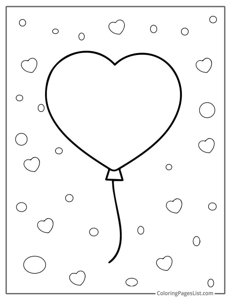 Simple Heart Shape Balloon To Color