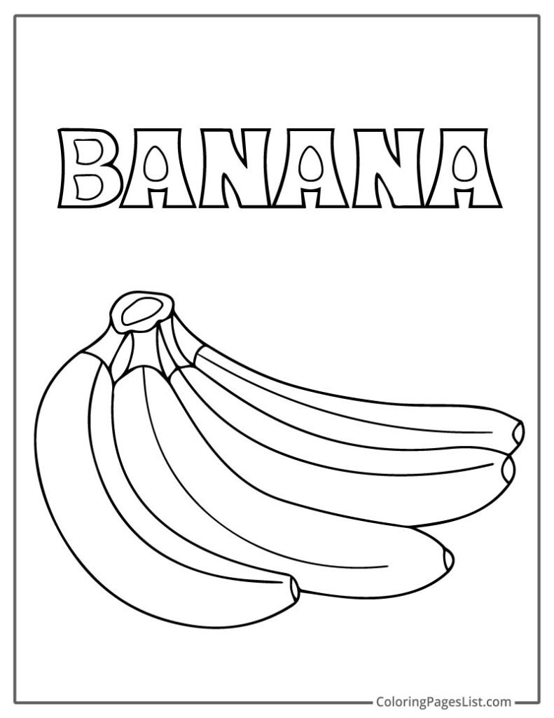 Simple Learning Coloring Page With Letter Banana