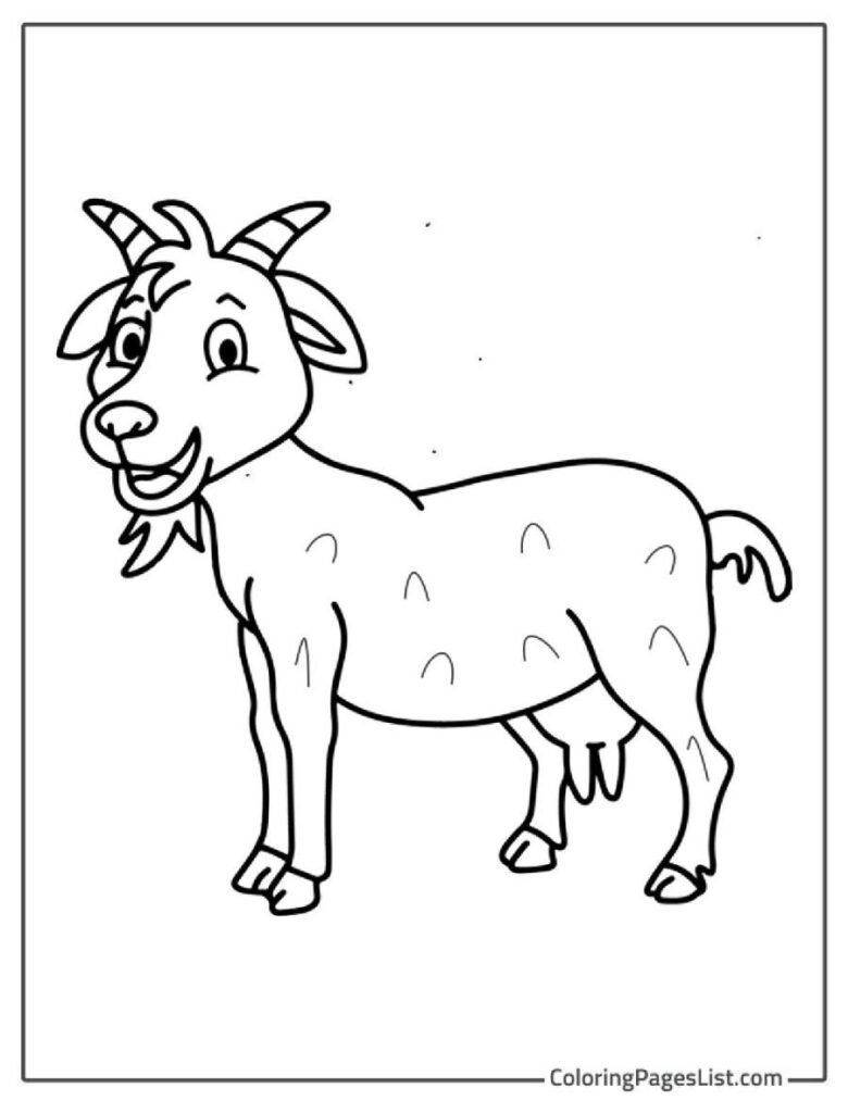 Simple Outline Of Smiling Goat To Color In