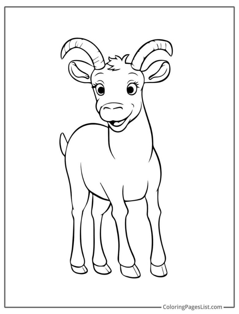 Simple Outline To Color Of A Smiling Goat