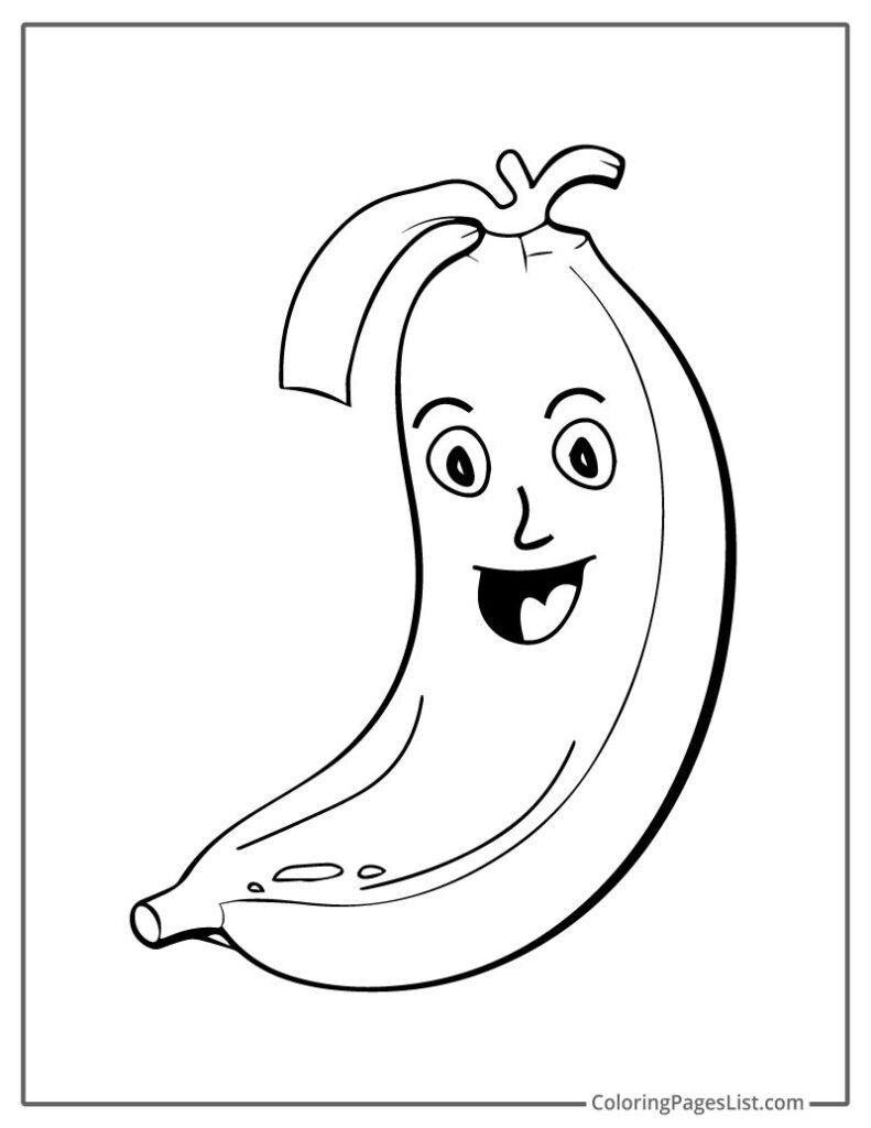 Simple Smiling Banana Coloring For Preschoolers