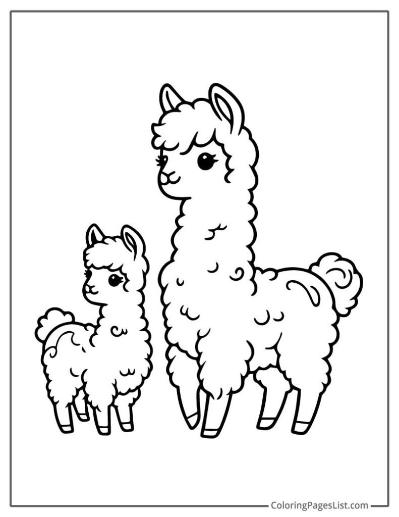 Simple To Color Llama Coloring Page