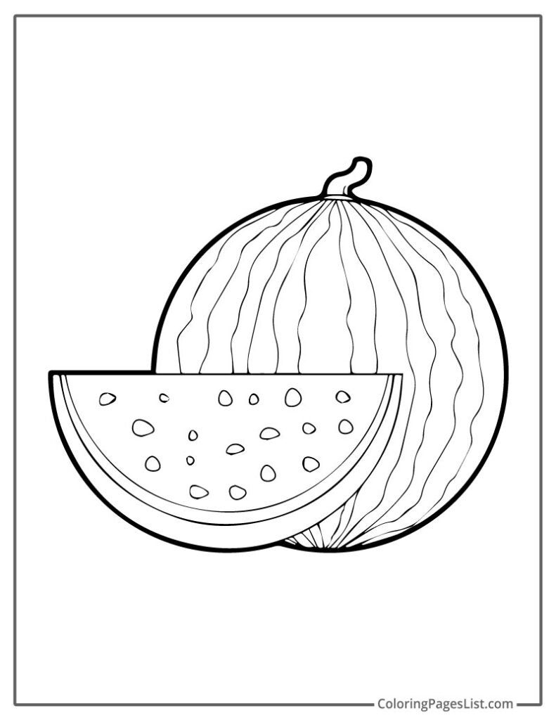 Simple Watermelon Coloring For Toddlers