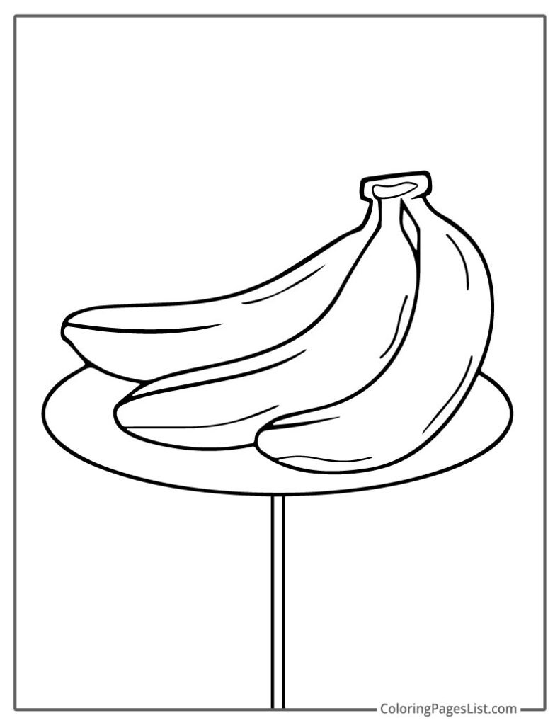 Three Bananas On The Table To Color