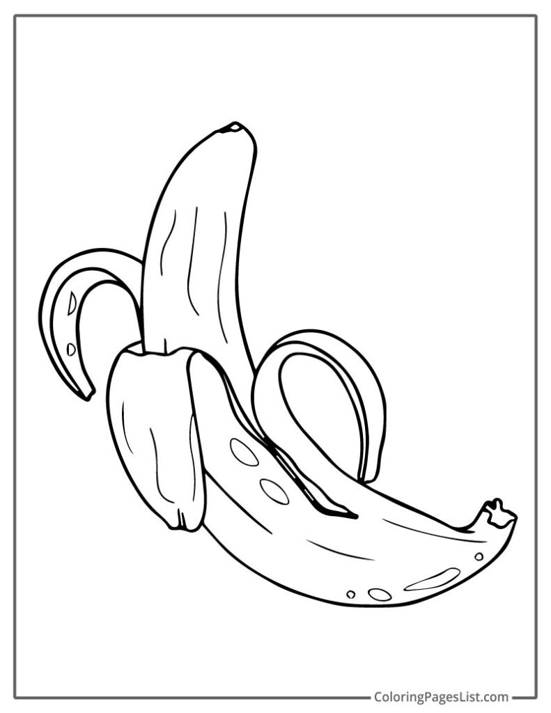 Very Simple Outline Of Banana To Color For Kids