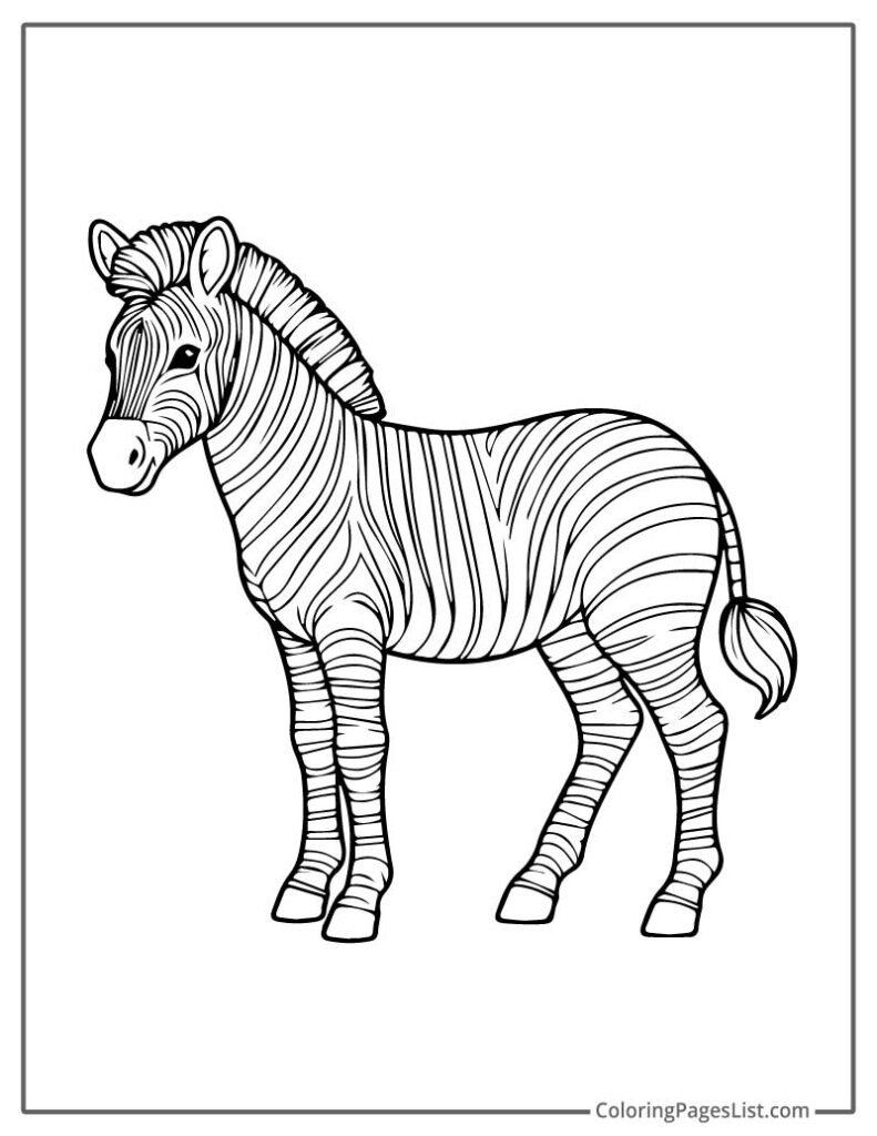 Simple Smiling Zebra Outline For Coloring