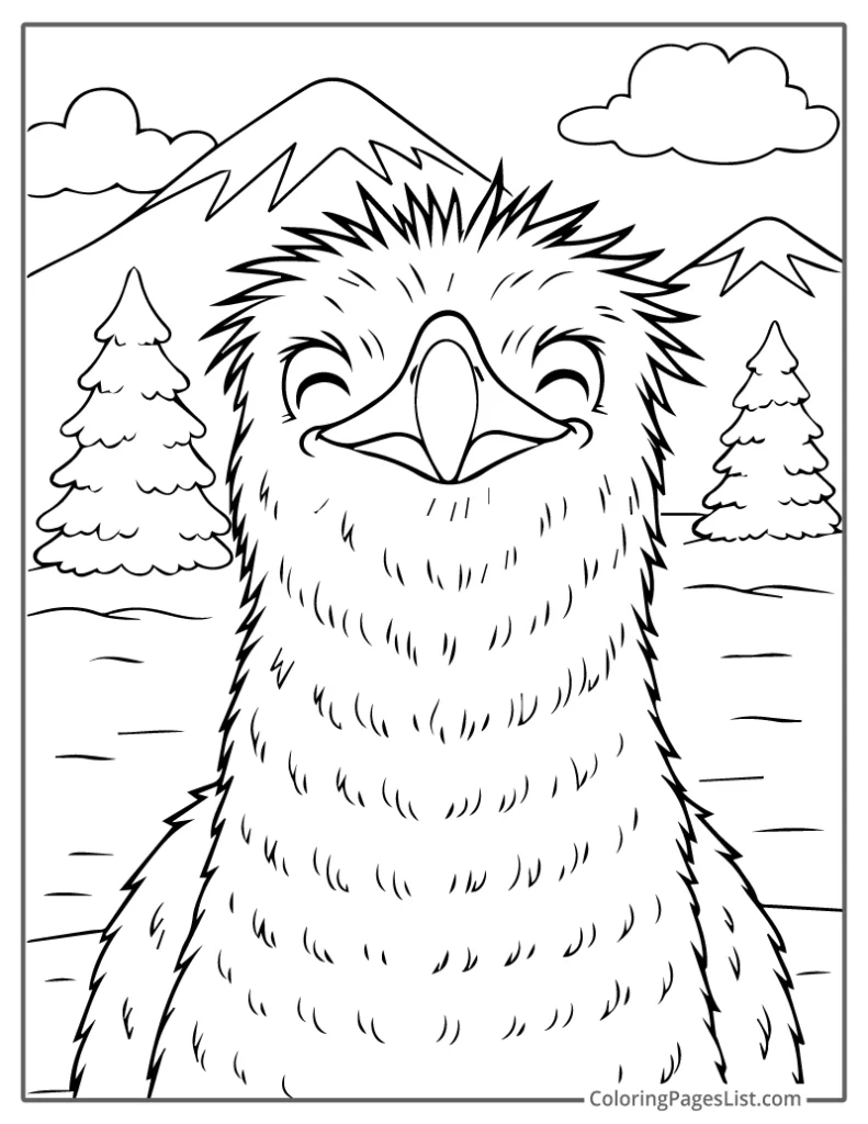 Close-Up of a Fluffy Penguin Smiling Proudly Coloring Page