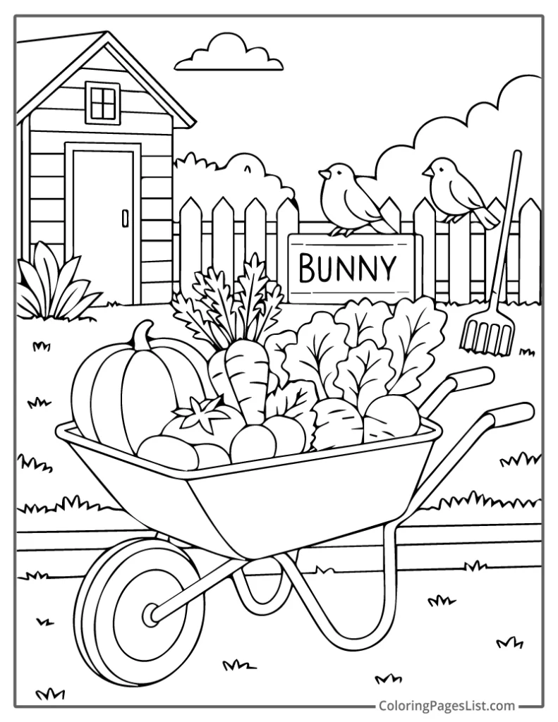 Garden Wheelbarrow Full of Fresh Vegetables