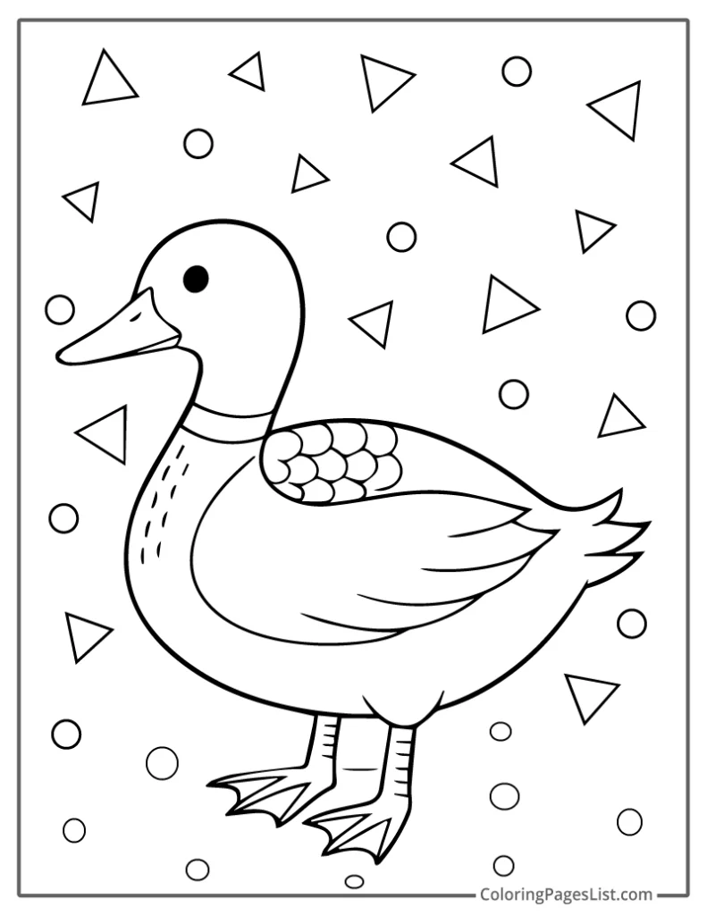 Patterned Duck With Geometric Background
