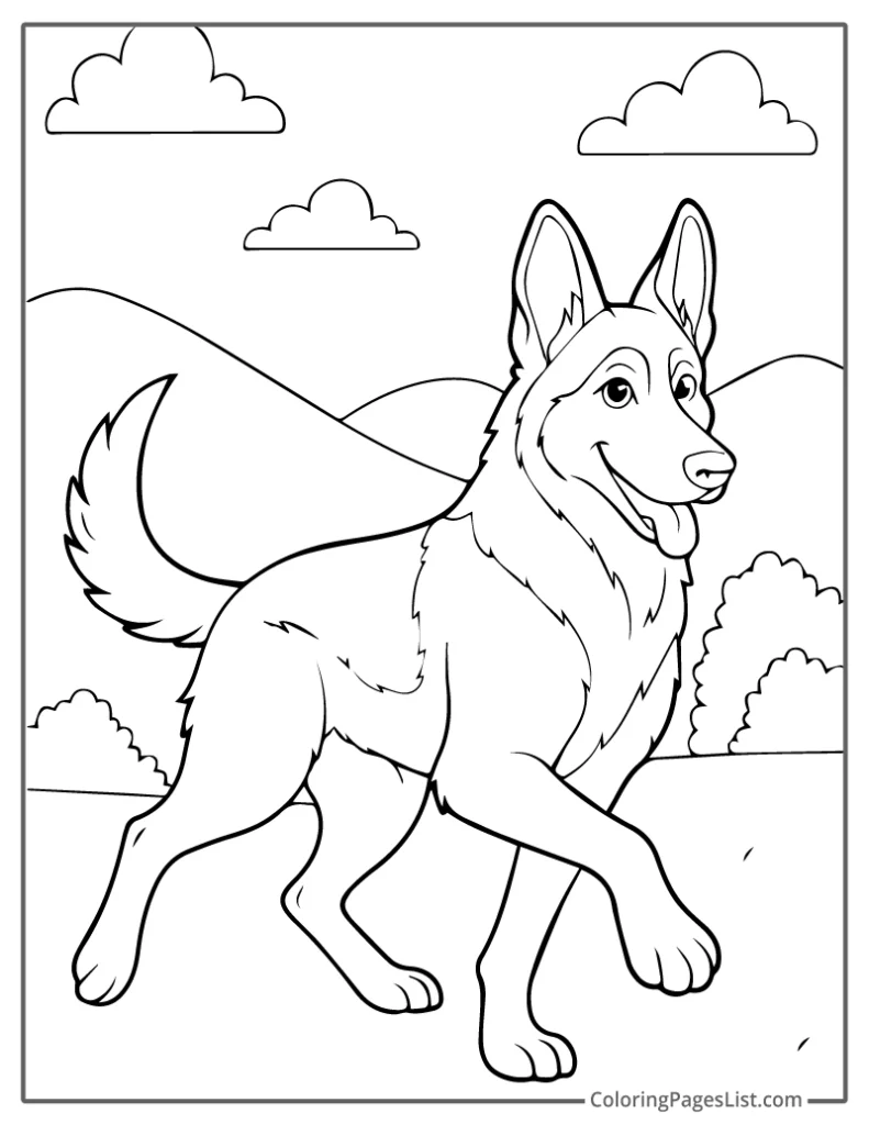 German Trotting Through Open Fields Coloring Page