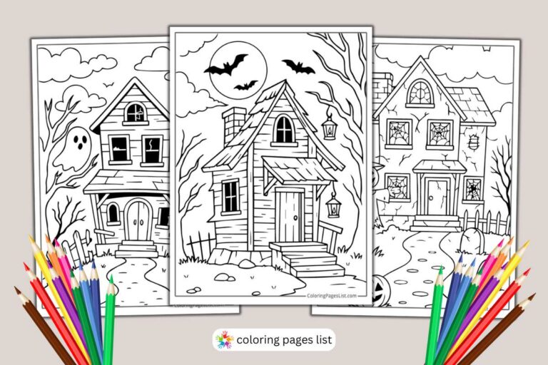 Haunted house coloring pages